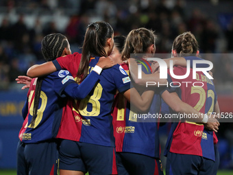 Ewa Pajor celebrates a goal during the match between FC Barcelona Women and SKN St. Poelten Women, corresponding to week 3 of Group D of the...