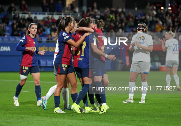 Ewa Pajor celebrates a goal during the match between FC Barcelona Women and SKN St. Poelten Women, corresponding to week 3 of Group D of the...