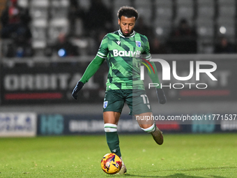 Jayden Clarke (17 Gillingham) goes forward during the EFL Trophy match between Stevenage and Gillingham at the Lamex Stadium in Stevenage, E...