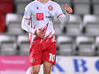 Dan Kemp (10 Stevenage) celebrates after scoring the team's first goal during the EFL Trophy match between Stevenage and Gillingham at the L...