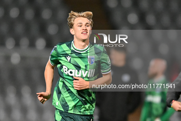 Stan Sargent (43 Gillingham) plays during the EFL Trophy match between Stevenage and Gillingham at the Lamex Stadium in Stevenage, England,...