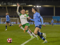 Lily Murphy #46 of Manchester City W.F.C. crosses the ball during the UEFA Champions League Group D match between Manchester City and Hammar...