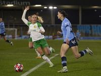 Lily Murphy #46 of Manchester City W.F.C. crosses the ball during the UEFA Champions League Group D match between Manchester City and Hammar...