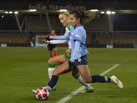 Lily Murphy #46 of Manchester City W.F.C. crosses the ball during the UEFA Champions League Group D match between Manchester City and Hammar...