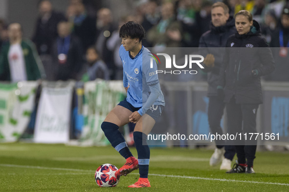 Aoba Fujino #20 of Manchester City W.F.C. participates in the UEFA Champions League Group D match between Manchester City and Hammarby at th...