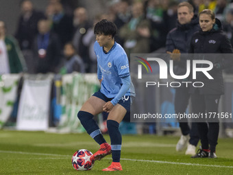 Aoba Fujino #20 of Manchester City W.F.C. participates in the UEFA Champions League Group D match between Manchester City and Hammarby at th...