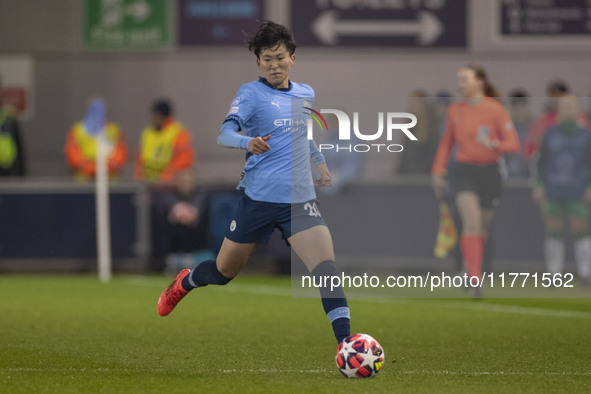 Aoba Fujino #20 of Manchester City W.F.C. participates in the UEFA Champions League Group D match between Manchester City and Hammarby at th...