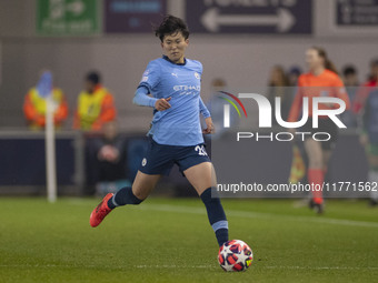 Aoba Fujino #20 of Manchester City W.F.C. participates in the UEFA Champions League Group D match between Manchester City and Hammarby at th...