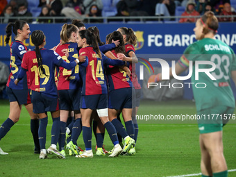 FC Barcelona players celebrate during the match between FC Barcelona Women and SKN St. Poelten Women, corresponding to week 3 of Group D of...