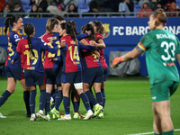 FC Barcelona players celebrate during the match between FC Barcelona Women and SKN St. Poelten Women, corresponding to week 3 of Group D of...