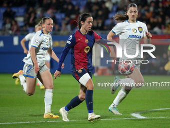 Aitana Bonmati and Tea Vracevic play during the match between FC Barcelona Women and SKN St. Poelten Women, corresponding to week 3 of Group...