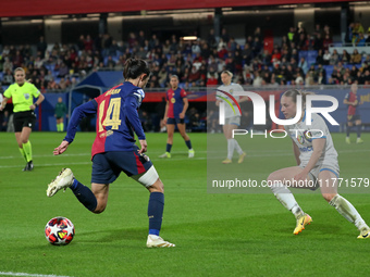 Aitana Bonmati and Chiara Anna DAngelo play during the match between FC Barcelona Women and SKN St. Poelten Women, corresponding to week 3 o...