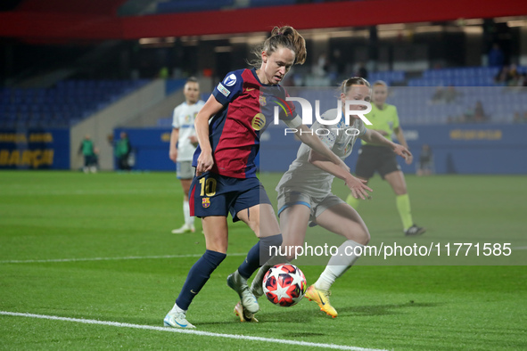 Caroline Graham Hansen and Chiara Anna DAngelo play during the match between FC Barcelona Women and SKN St. Poelten Women, corresponding to...