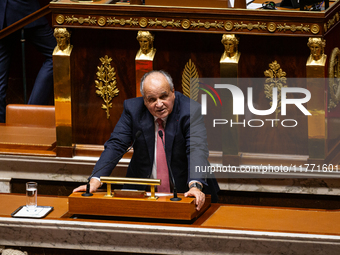 Jean-Paul Mattei, deputy of the Les Democrates group, speaks during the public session of the solemn vote on the first part of the finance b...