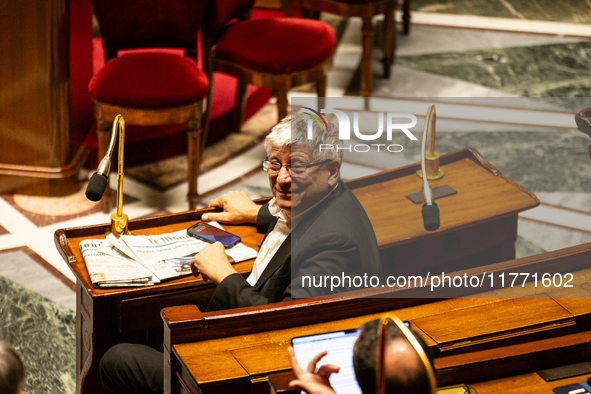 Eric Coquerel, President of the Committee on Finance, the General Economy and Budgetary Control, is seen during the public session of the so...