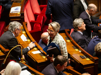 Elisabeth Borne, MP deputy of the Ensemble pour la Republique group, is seen during the public session of the solemn vote on the first part...