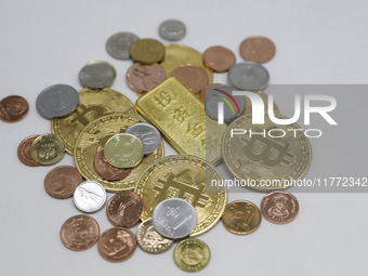 A photo taken on November 13, 2024, shows bitcoins in Huaian, Jiangsu province, China. (