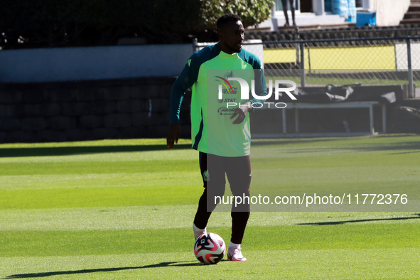 Forward Julian Quinones participates in a training session of the Mexican National Soccer Team before their Concacaf Nations League match ag...