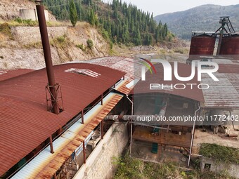 An aerial photo shows an abandoned factory in a mountain in Cengong County, Qiandongnan Miao and Dong Autonomous Prefecture, Southwest China...