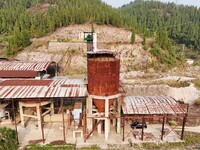 An aerial photo shows an abandoned factory in a mountain in Cengong County, Qiandongnan Miao and Dong Autonomous Prefecture, Southwest China...