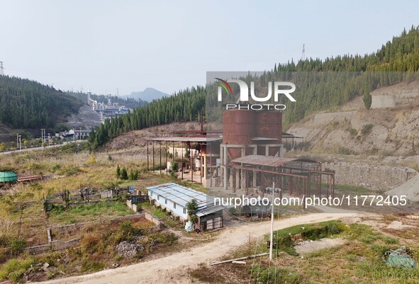 An aerial photo shows an abandoned factory in a mountain in Cengong County, Qiandongnan Miao and Dong Autonomous Prefecture, Southwest China...