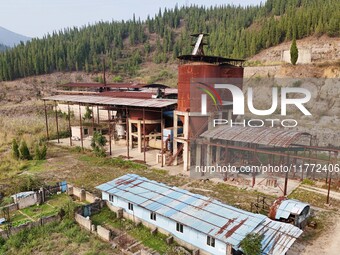 An aerial photo shows an abandoned factory in a mountain in Cengong County, Qiandongnan Miao and Dong Autonomous Prefecture, Southwest China...