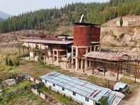 An aerial photo shows an abandoned factory in a mountain in Cengong County, Qiandongnan Miao and Dong Autonomous Prefecture, Southwest China...