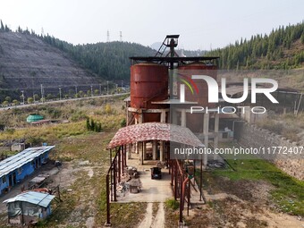 An aerial photo shows an abandoned factory in a mountain in Cengong County, Qiandongnan Miao and Dong Autonomous Prefecture, Southwest China...