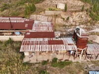 An aerial photo shows an abandoned factory in a mountain in Cengong County, Qiandongnan Miao and Dong Autonomous Prefecture, Southwest China...