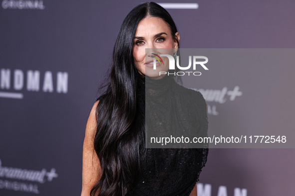 Demi Moore wearing Erdem arrives at the Los Angeles Premiere Of Paramount+'s Original Series 'Landman' Season 1 held at the Paramount Theatr...