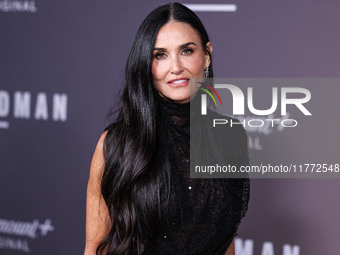 Demi Moore wearing Erdem arrives at the Los Angeles Premiere Of Paramount+'s Original Series 'Landman' Season 1 held at the Paramount Theatr...