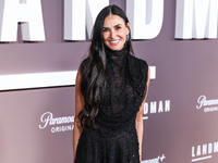 Demi Moore wearing Erdem arrives at the Los Angeles Premiere Of Paramount+'s Original Series 'Landman' Season 1 held at the Paramount Theatr...