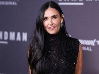 Demi Moore wearing Erdem arrives at the Los Angeles Premiere Of Paramount+'s Original Series 'Landman' Season 1 held at the Paramount Theatr...