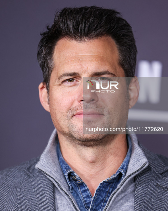 Kristoffer Polaha arrives at the Los Angeles Premiere Of Paramount+'s Original Series 'Landman' Season 1 held at the Paramount Theatre at Pa...