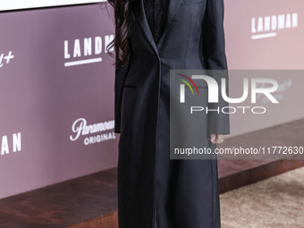 Demi Moore wearing Erdem arrives at the Los Angeles Premiere Of Paramount+'s Original Series 'Landman' Season 1 held at the Paramount Theatr...