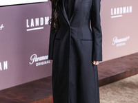 Demi Moore wearing Erdem arrives at the Los Angeles Premiere Of Paramount+'s Original Series 'Landman' Season 1 held at the Paramount Theatr...