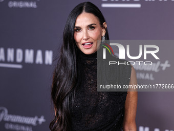 Demi Moore wearing Erdem arrives at the Los Angeles Premiere Of Paramount+'s Original Series 'Landman' Season 1 held at the Paramount Theatr...