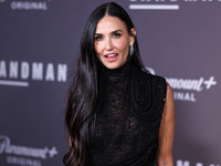 Demi Moore wearing Erdem arrives at the Los Angeles Premiere Of Paramount+'s Original Series 'Landman' Season 1 held at the Paramount Theatr...