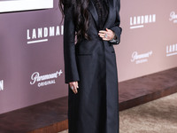 Demi Moore wearing Erdem arrives at the Los Angeles Premiere Of Paramount+'s Original Series 'Landman' Season 1 held at the Paramount Theatr...