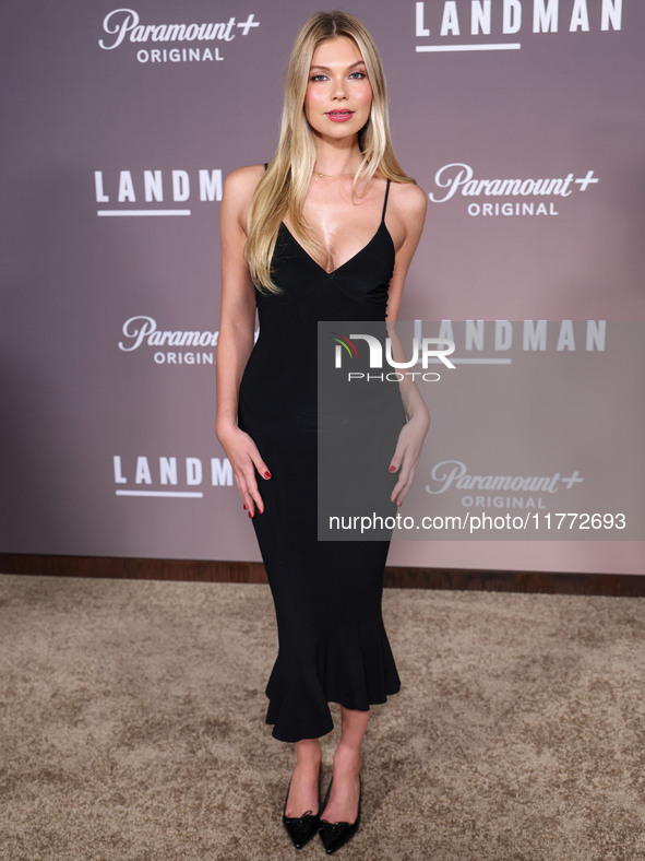 Jordyn Denning arrives at the Los Angeles Premiere Of Paramount+'s Original Series 'Landman' Season 1 held at the Paramount Theatre at Param...