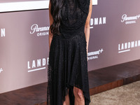 Demi Moore wearing Erdem arrives at the Los Angeles Premiere Of Paramount+'s Original Series 'Landman' Season 1 held at the Paramount Theatr...