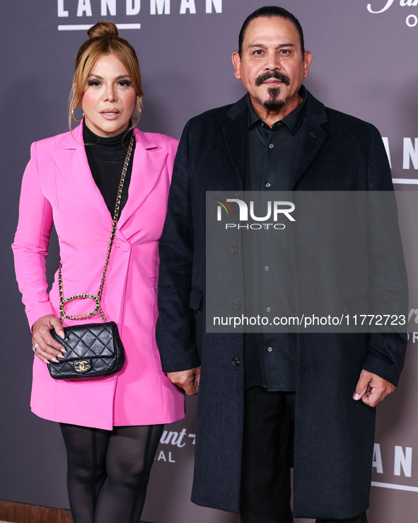 Yadi Rivera and husband Emilio Rivera arrive at the Los Angeles Premiere Of Paramount+'s Original Series 'Landman' Season 1 held at the Para...