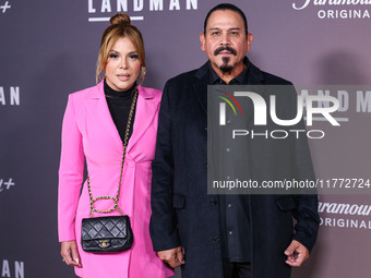 Yadi Rivera and husband Emilio Rivera arrive at the Los Angeles Premiere Of Paramount+'s Original Series 'Landman' Season 1 held at the Para...