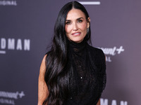 Demi Moore wearing Erdem arrives at the Los Angeles Premiere Of Paramount+'s Original Series 'Landman' Season 1 held at the Paramount Theatr...