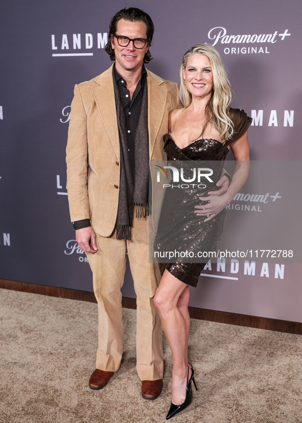 Hayes MacArthur and wife Ali Larter arrive at the Los Angeles Premiere Of Paramount+'s Original Series 'Landman' Season 1 held at the Paramo...