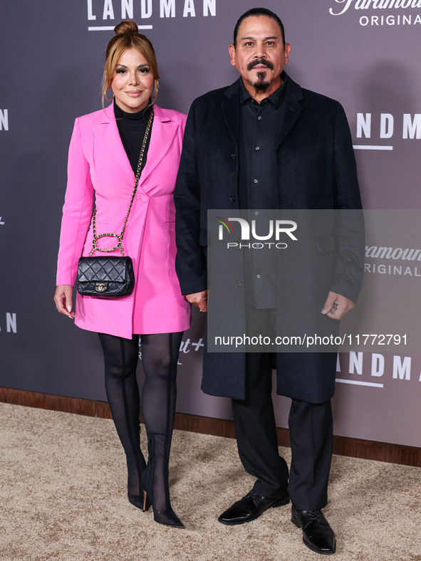 Yadi Rivera and husband Emilio Rivera arrive at the Los Angeles Premiere Of Paramount+'s Original Series 'Landman' Season 1 held at the Para...