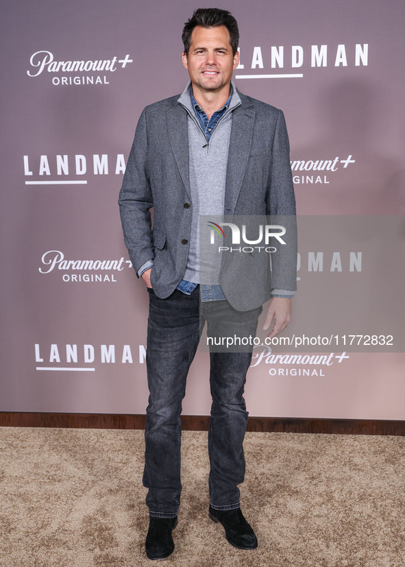 Kristoffer Polaha arrives at the Los Angeles Premiere Of Paramount+'s Original Series 'Landman' Season 1 held at the Paramount Theatre at Pa...