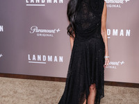 Demi Moore wearing Erdem arrives at the Los Angeles Premiere Of Paramount+'s Original Series 'Landman' Season 1 held at the Paramount Theatr...