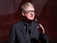 Marek Zydowicz, the CEO and founder of the Camerimage Film Festival, speaks during the closing ceremony of Energa Camerimage International F...