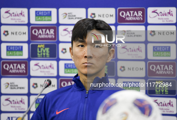 Hwang In-Beom, a player for the Korea Republic National team, arrives to attend a press conference ahead of the AFC Asian Qualifiers Road to...